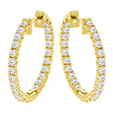 2.50 CT Inside/Outside Round Diamond Hoops in 14k White or Yellow Gold