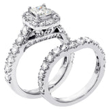 3.28 CT Prong Set Princess Cut Diamond Encrusted Engagement Bridal Set