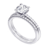 1.60 CT Hidden Halo Round Cut Diamond Engagement Bridal Set in White Gold or Platinum