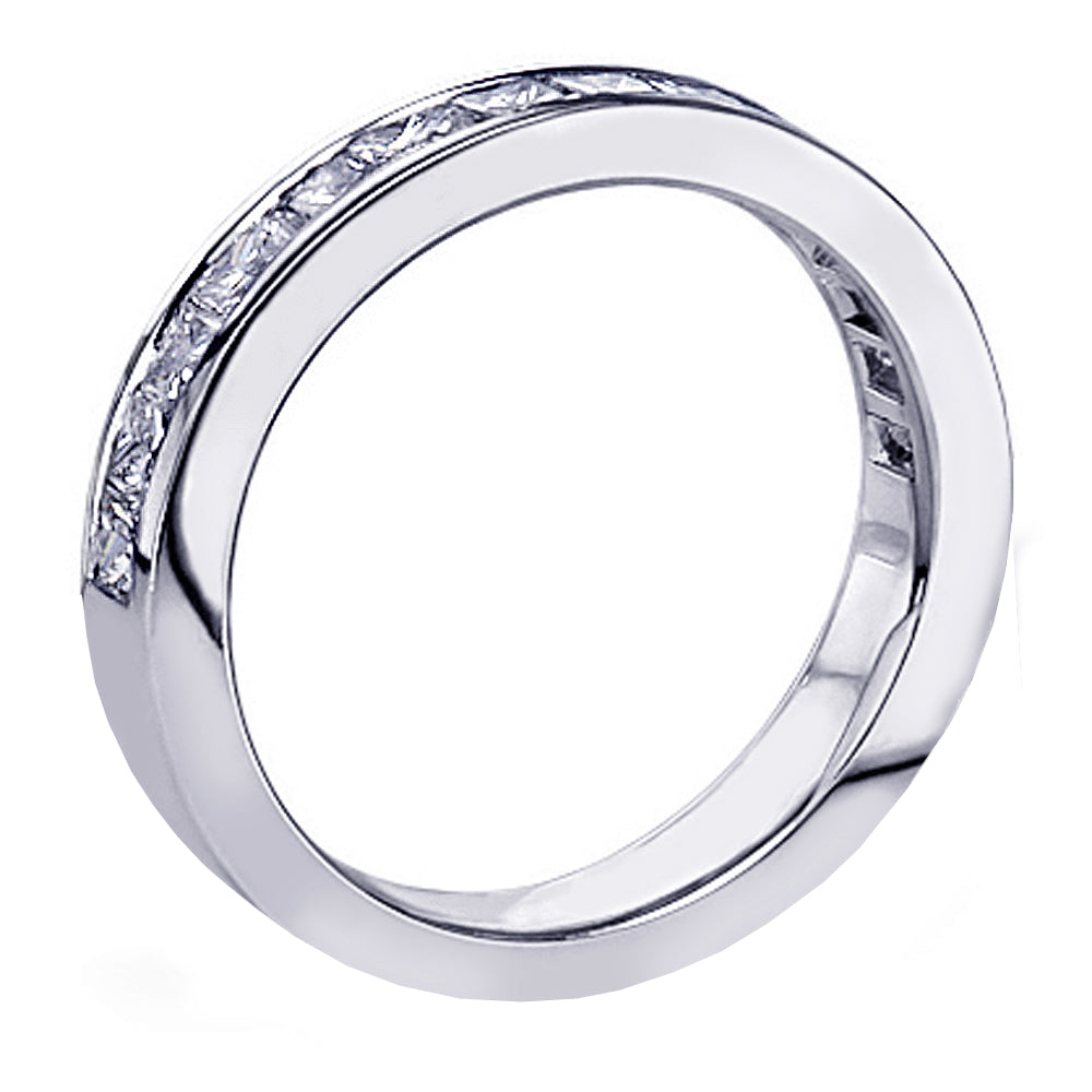 0.70 CT Princess Cut Diamond Wedding Band in White/Yellow/Rose Gold Channel Setting