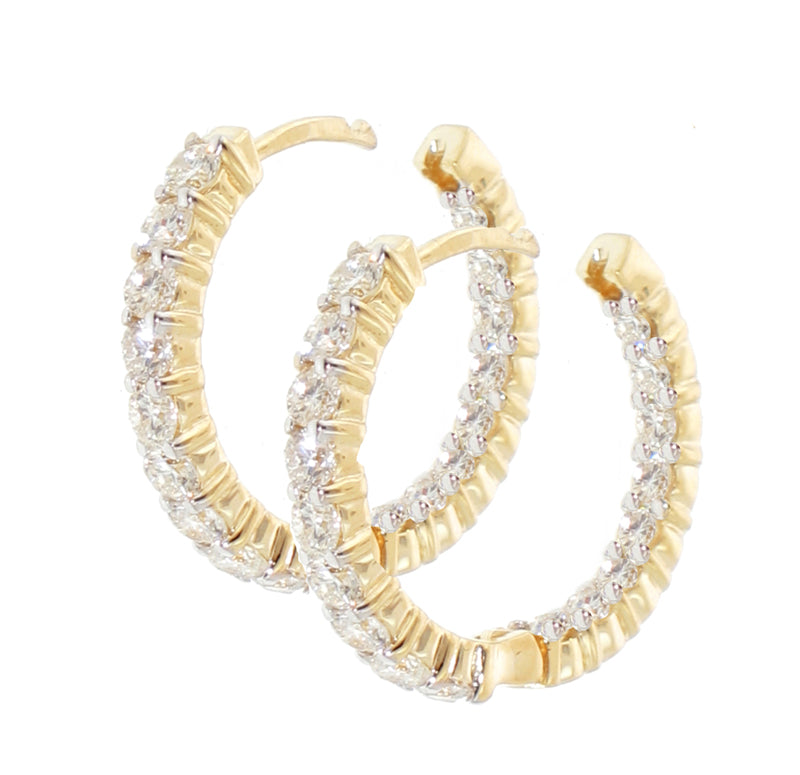 2.15 CT Inside/Outside Diamond Hoops in 14k White/Yellow Gold