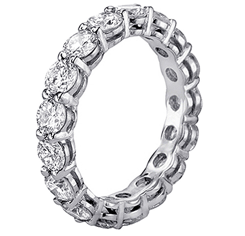 3.60 CT Shared Prong Round Diamond Eternity Wedding Band in 14k White Gold