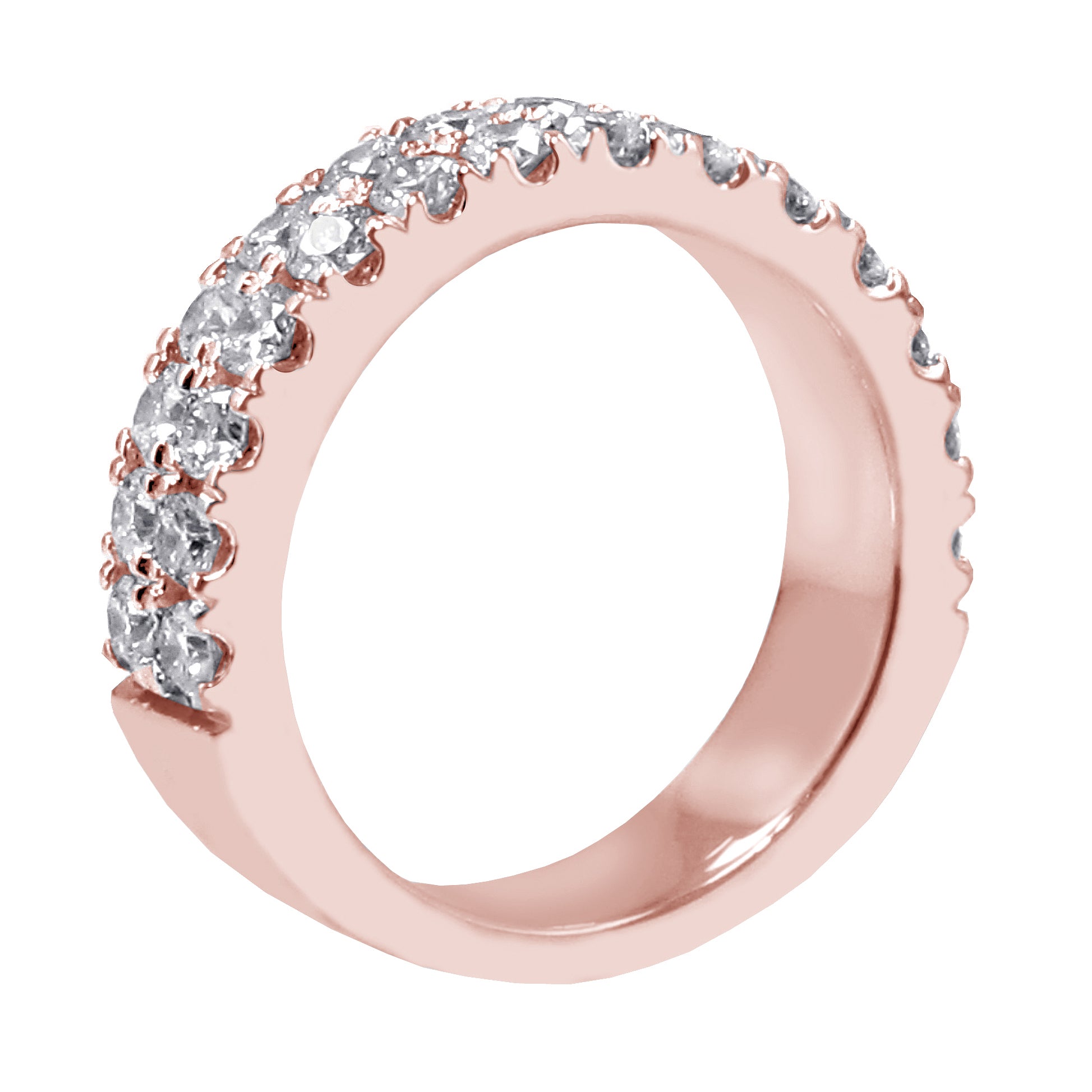 1.00 CT Two Row Diamond Wedding Band in 14k White/Yellow/Rose Gold