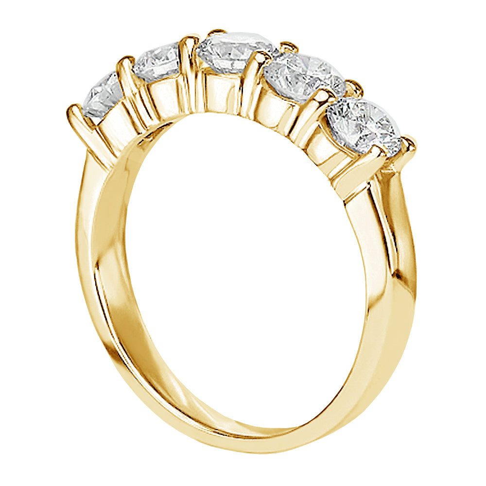 1.15 CT Classic Shared Prong Diamond Wedding Ring in 14k White/Yellow Gold