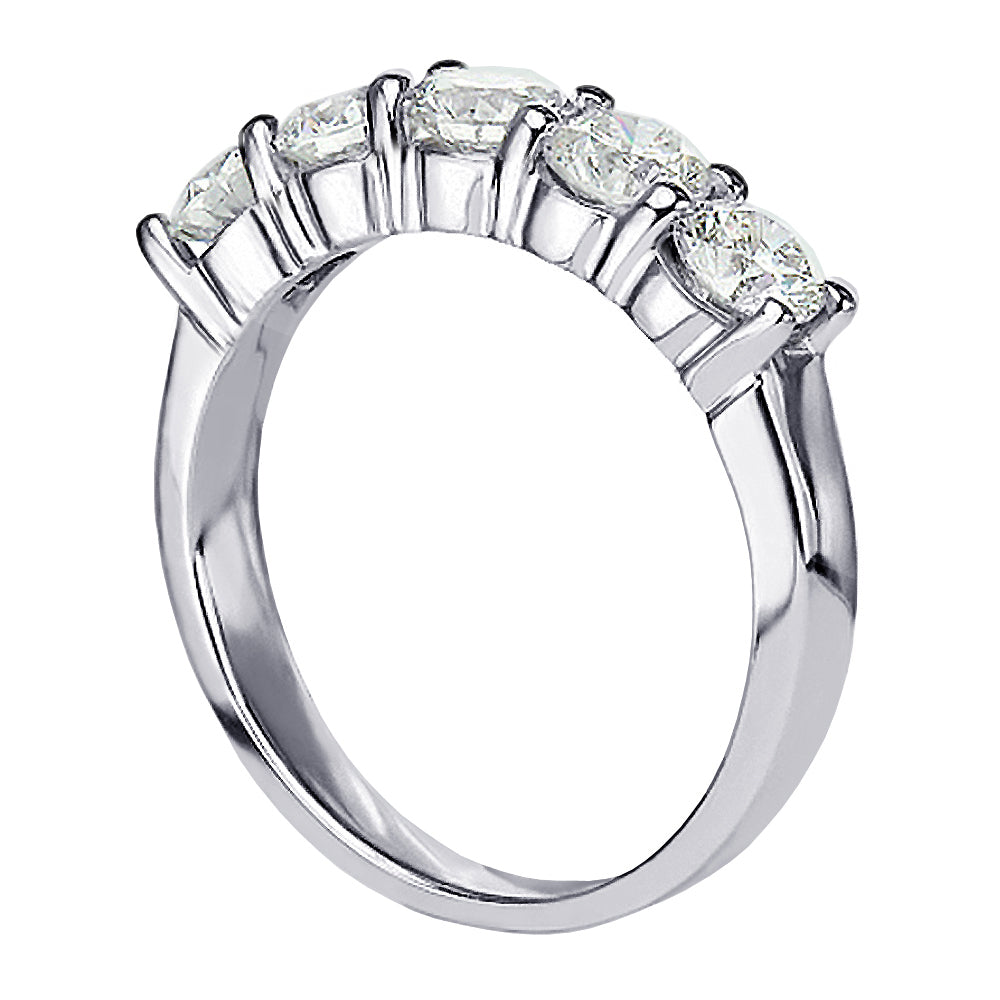 1.15 CT Classic Shared Prong Diamond Wedding Ring in 14k White/Yellow Gold