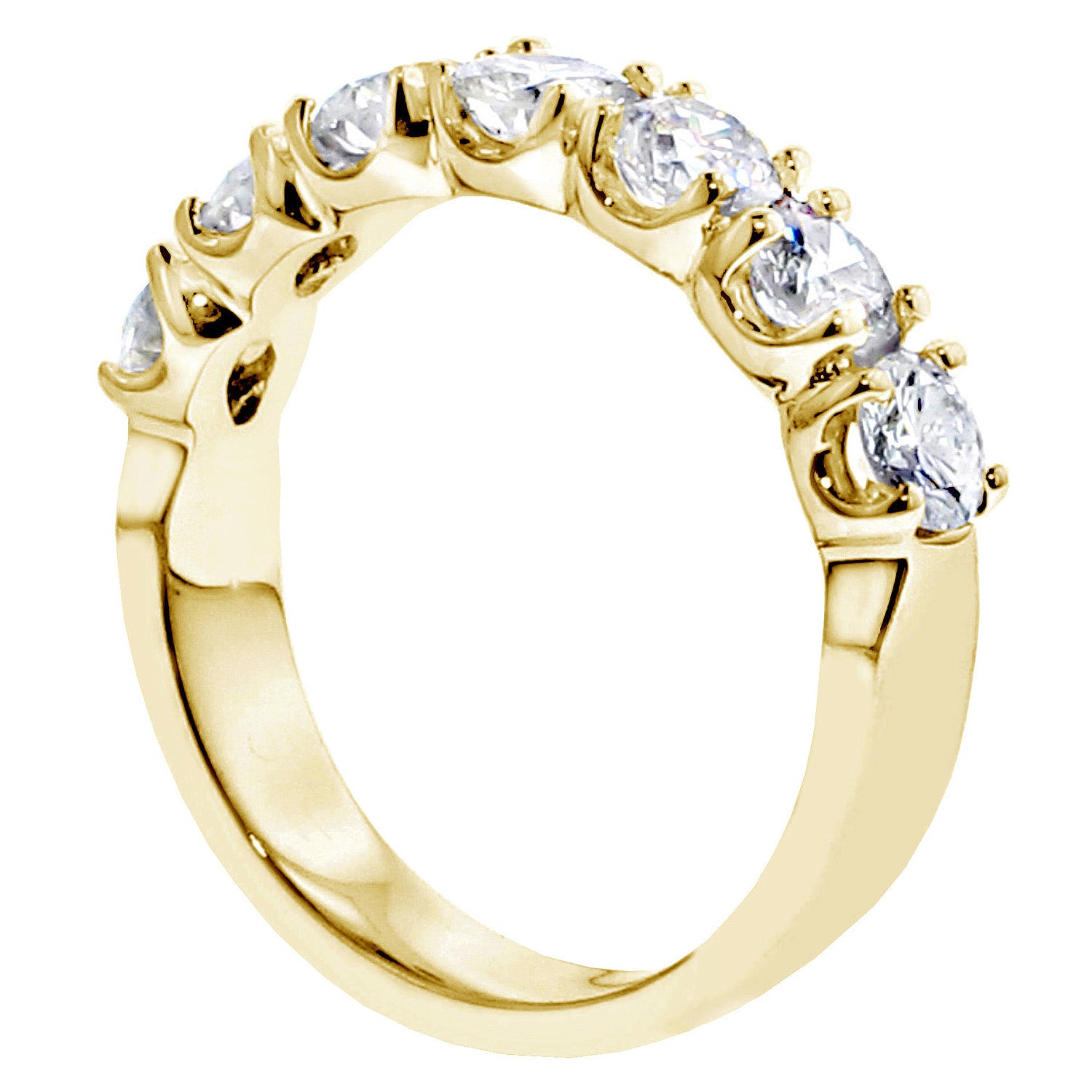 1.30 CT 7-Stone Diamond Wedding Band in 14k White/Yellow Gold