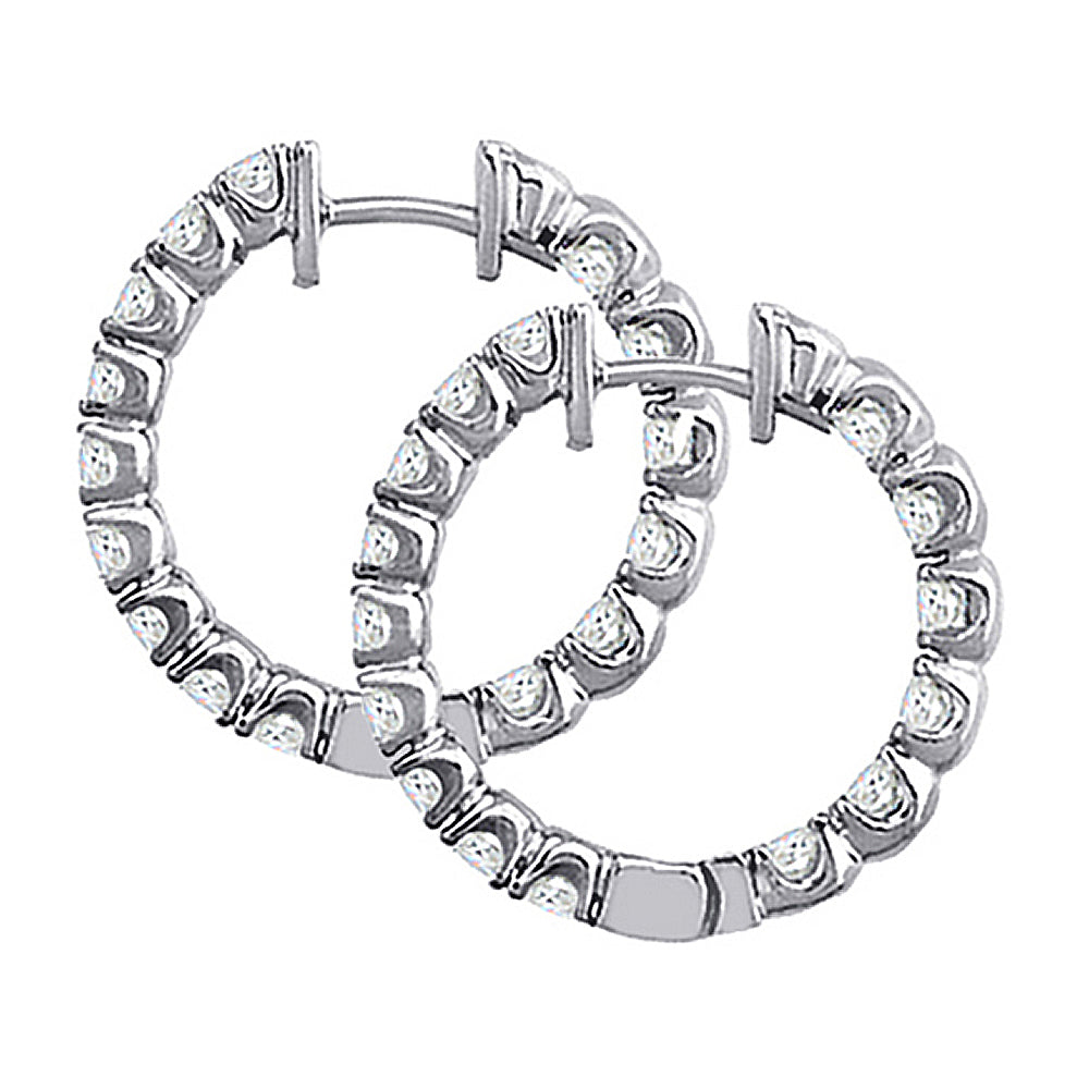 3.00 CT Inside/Outside U-Prong Set Diamond Hoops in 14k White/Yellow Gold