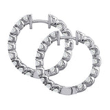 3.00 CT Inside/Outside U-Prong Set Diamond Hoops in 14k White/Yellow Gold