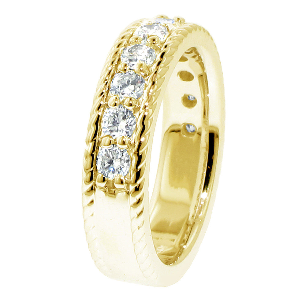 1.00 CT Prong Set Diamond Anniversary Wedding Band in 14k White/Yellow/Rose Gold