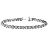 3.00 CT Unique Round Diamond Tennis Bracelet in 14k White Gold Halo Prong Setting