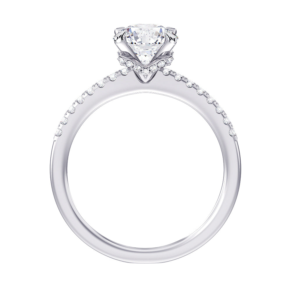 1.35 CT Hidden Halo Oval Diamond Engagement Ring in White Gold or Platinum
