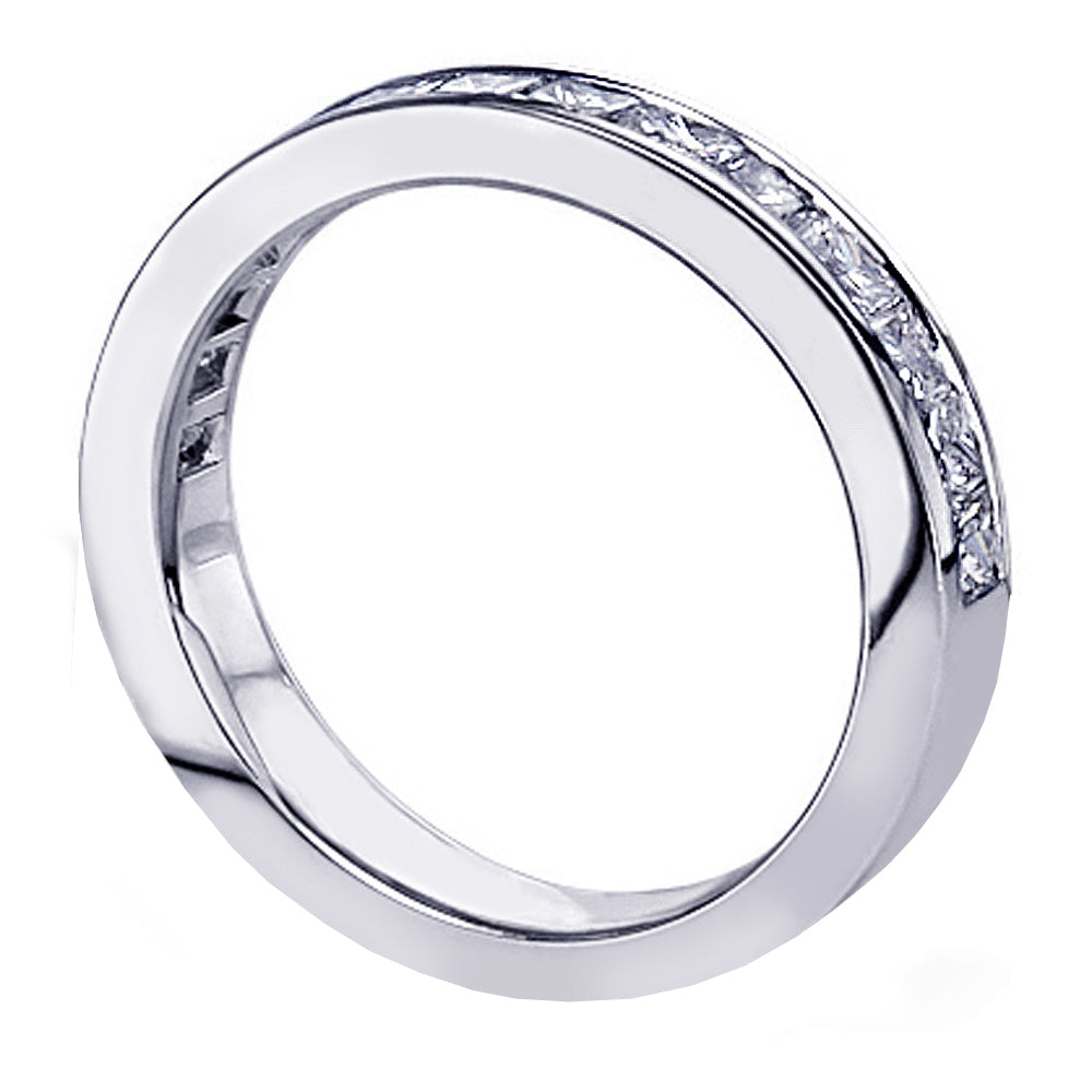 0.70 CT Princess Cut Diamond Wedding Band in White/Yellow/Rose Gold Channel Setting