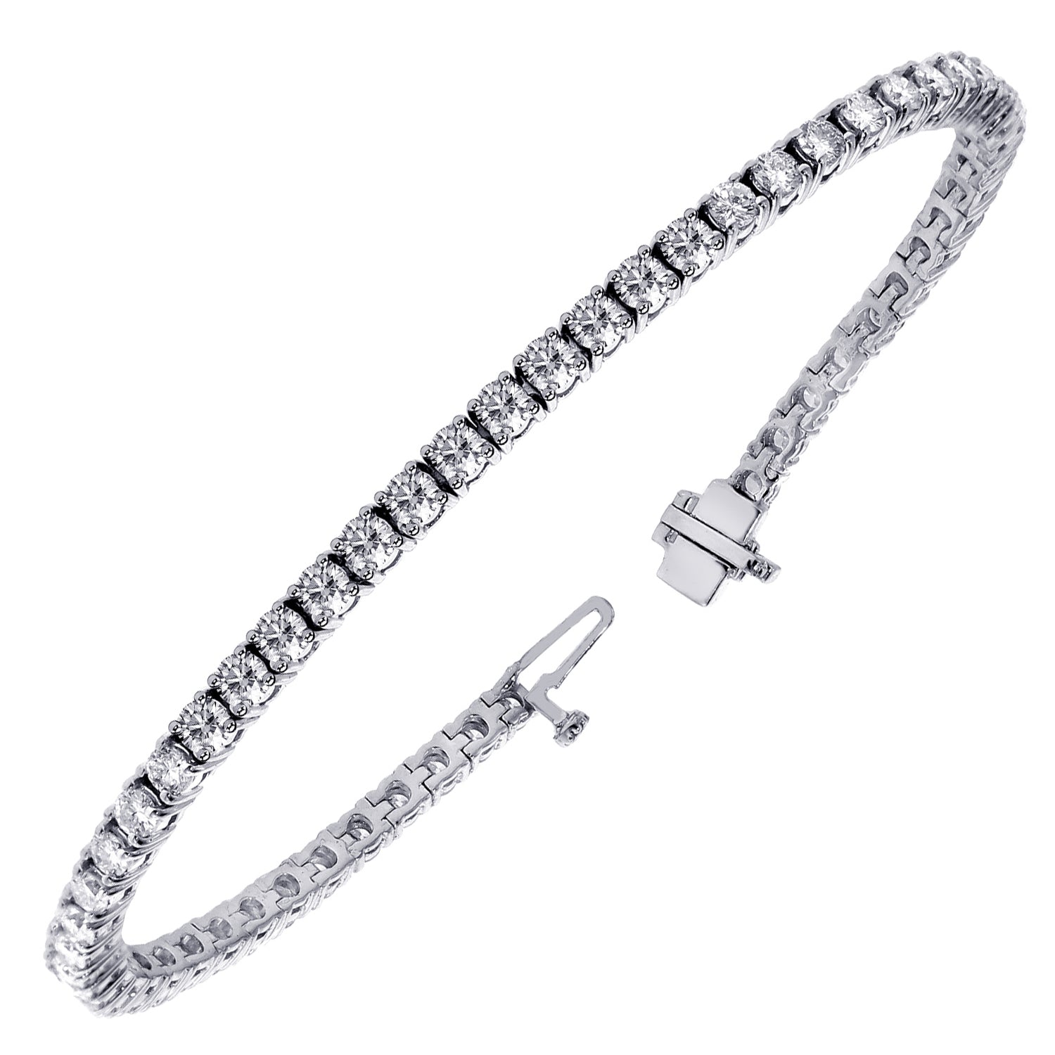 4.00 CT 4 Prong Round Diamond Tennis Bracelet in 14k White Gold G-H/SI