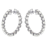 3.30 CT Inside/Outside U-Prong Set Diamond Hoops in 14k White Gold