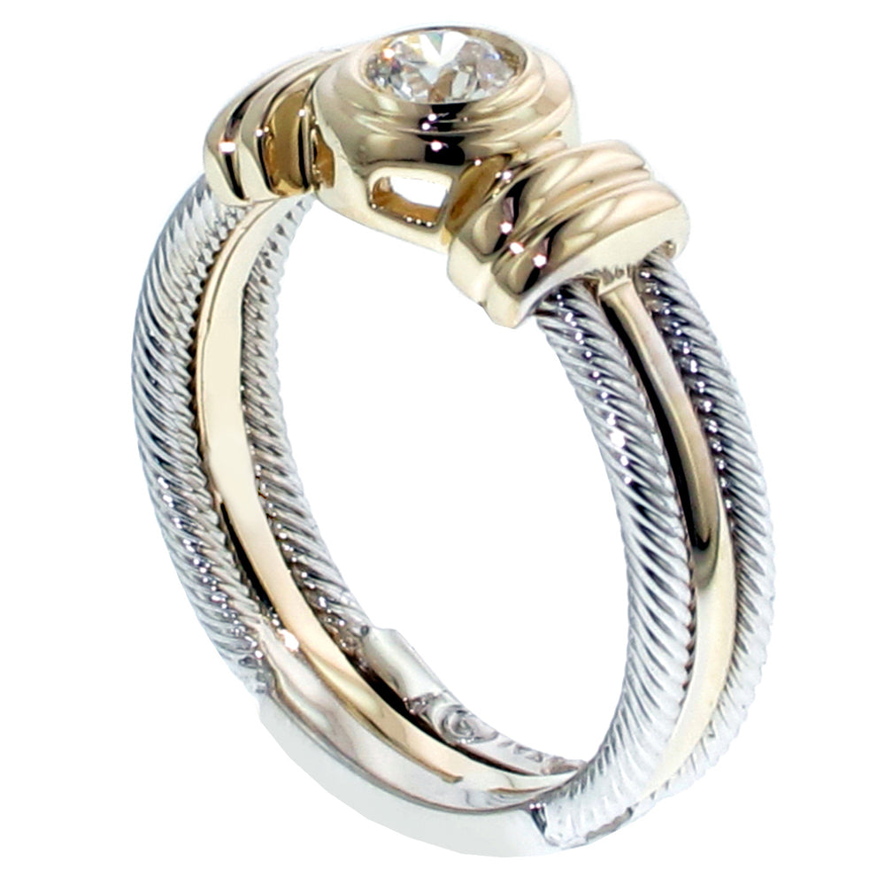 0.25 CT 14k Gold Two Tone Bezel Set Diamond Anniversary Wedding Ring