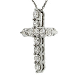 2.15 CT Classic Shared Prong Diamond Cross 14k White/Yellow Gold Pendant