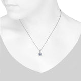 1.30 CT Round and Baguette CZ Pendant in Sterling Silver