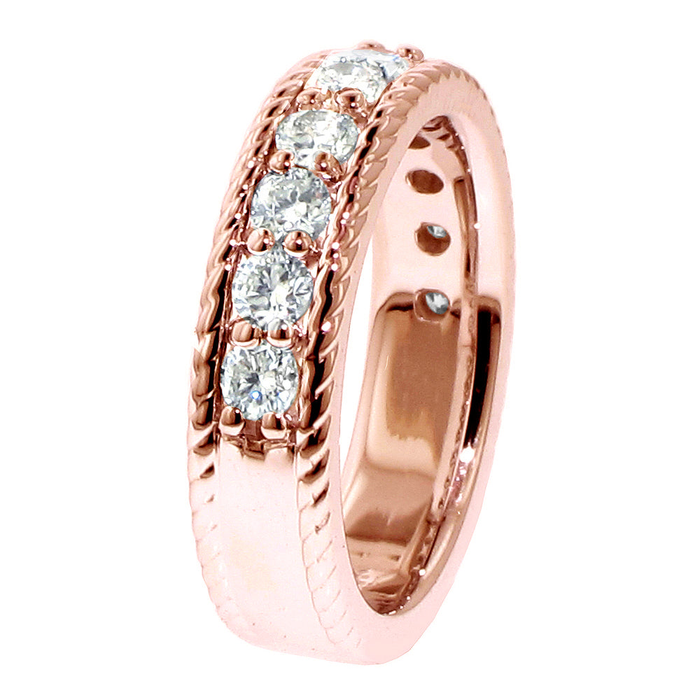 1.00 CT Prong Set Diamond Anniversary Wedding Band in 14k White/Yellow/Rose Gold