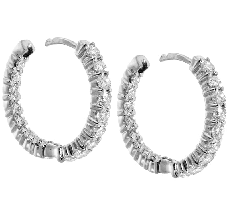 2.15 CT Inside/Outside Diamond Hoops in 14k White/Yellow Gold