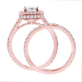 2 CT Pave Set Diamond Encrusted Princess Cut Engagement Bridal Ring Set in 14k Gold