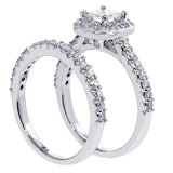 1.65 CT Halo Princess Cut Diamond Engagement Bridal Set in 14k White/Yellow/Rose Gold