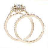 2 CT Pave Set Diamond Encrusted Princess Cut Engagement Bridal Ring Set in 14k Gold