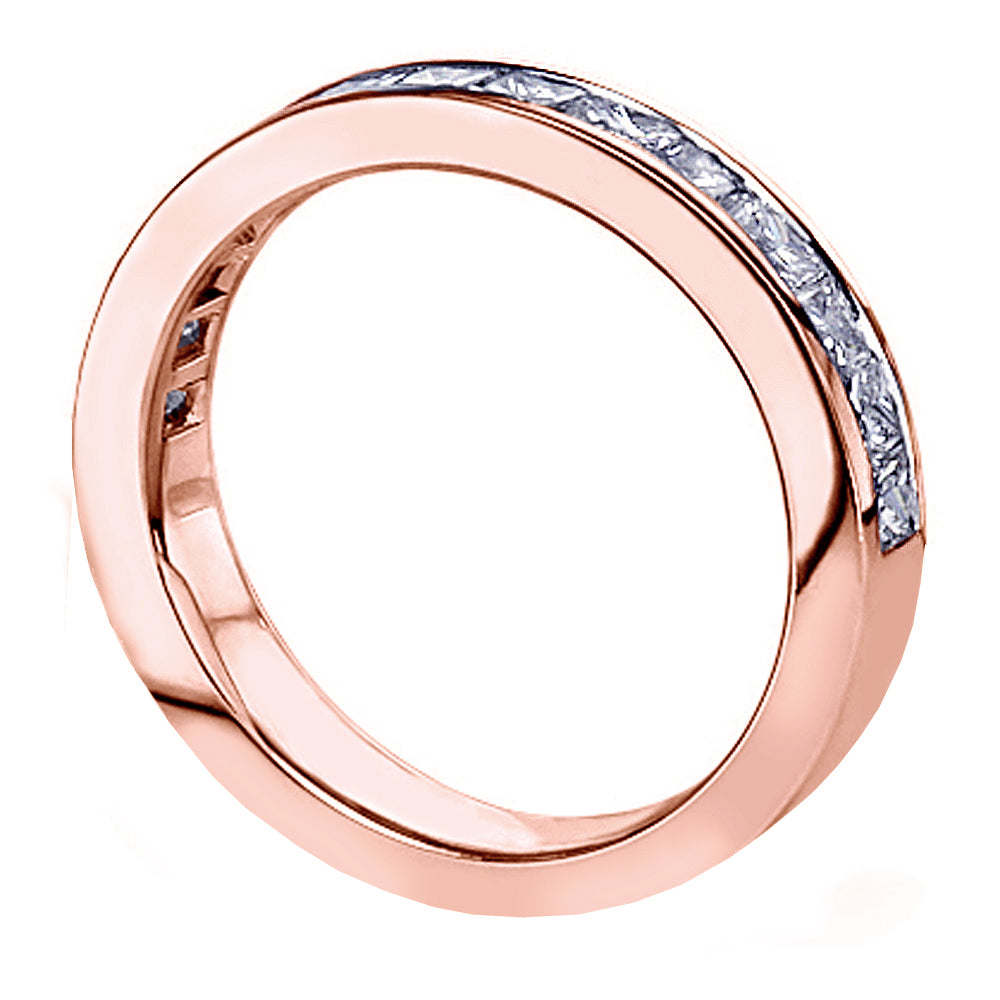 0.70 CT Princess Cut Diamond Wedding Band in White/Yellow/Rose Gold Channel Setting