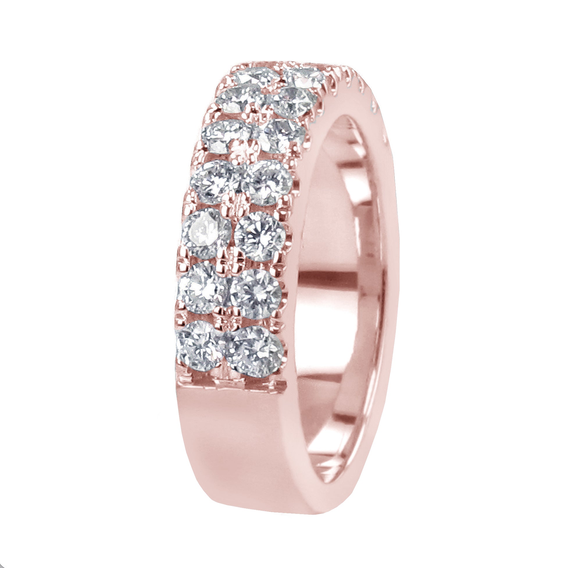 1.00 CT Two Row Diamond Wedding Band in 14k White/Yellow/Rose Gold