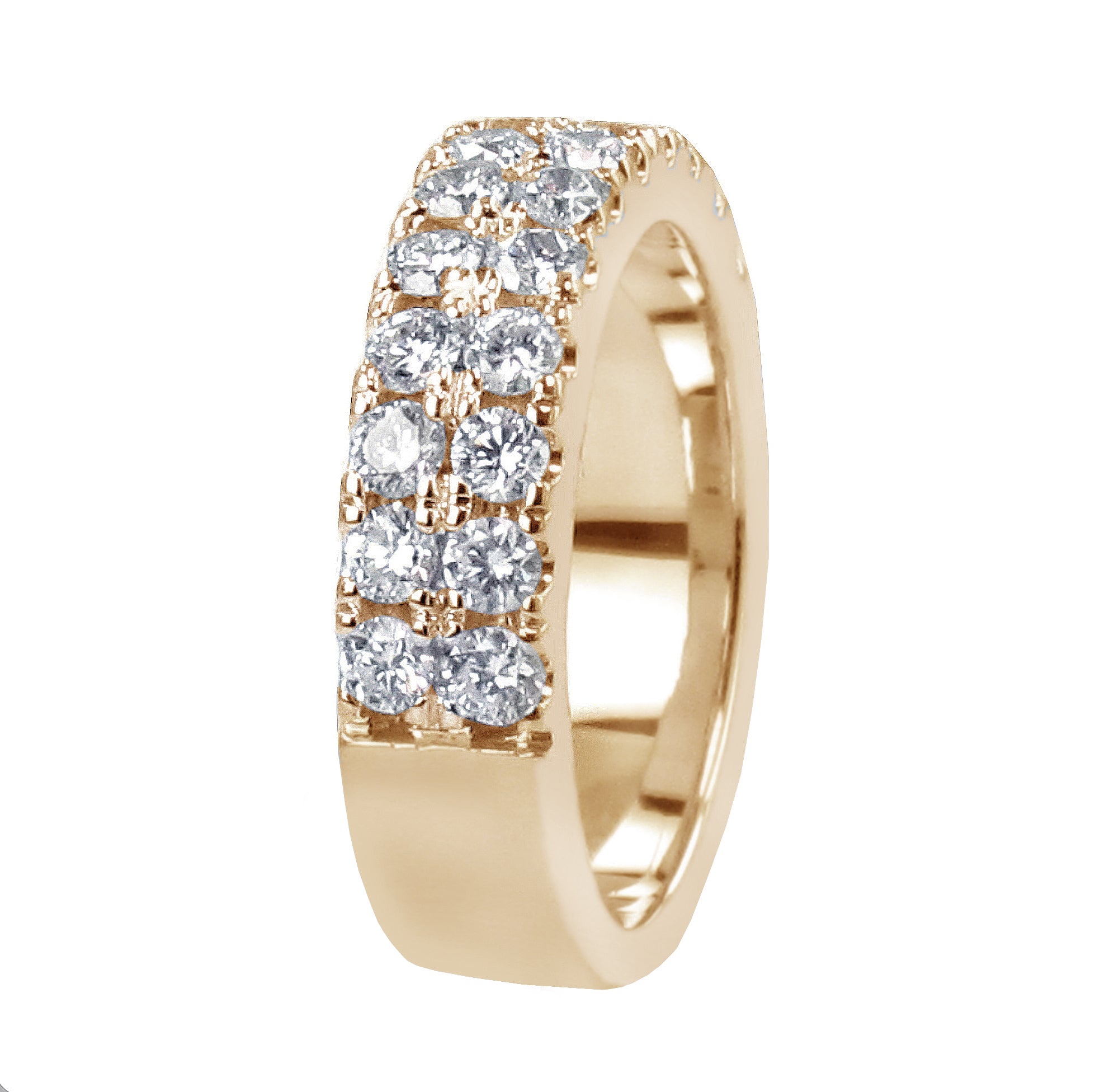1.00 CT Two Row Diamond Wedding Band in 14k White/Yellow/Rose Gold
