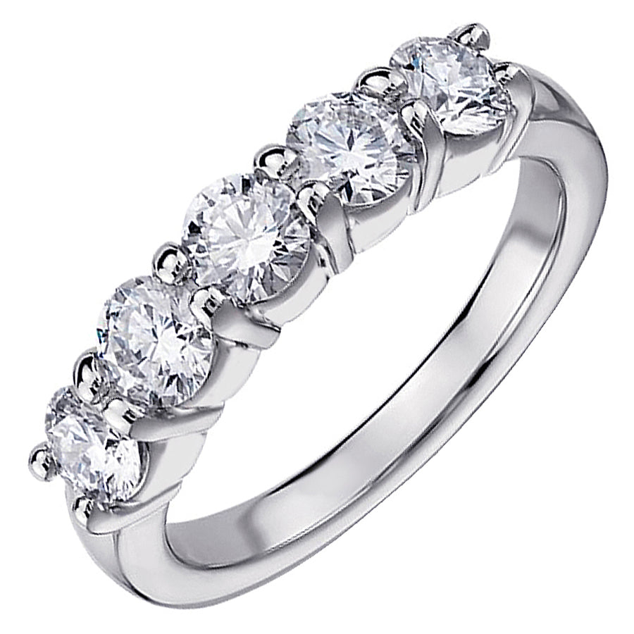 1.15 CT Classic Shared Prong Diamond Wedding Ring in 14k White/Yellow Gold