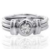 0.25 CT Bezel Set Diamond Anniversary Wedding Ring in 14k White Gold