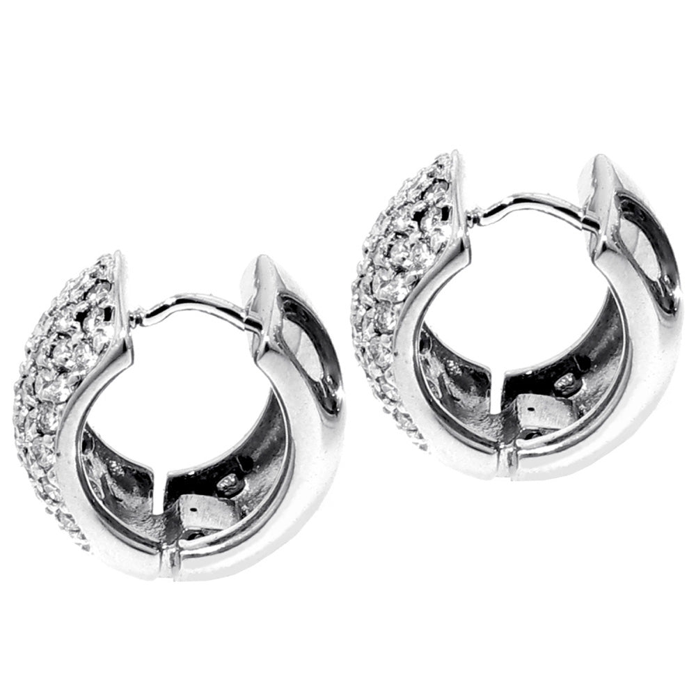 2.00 CT Pave Set 7-Row Diamond Huggies in 14k White/Yellow Gold