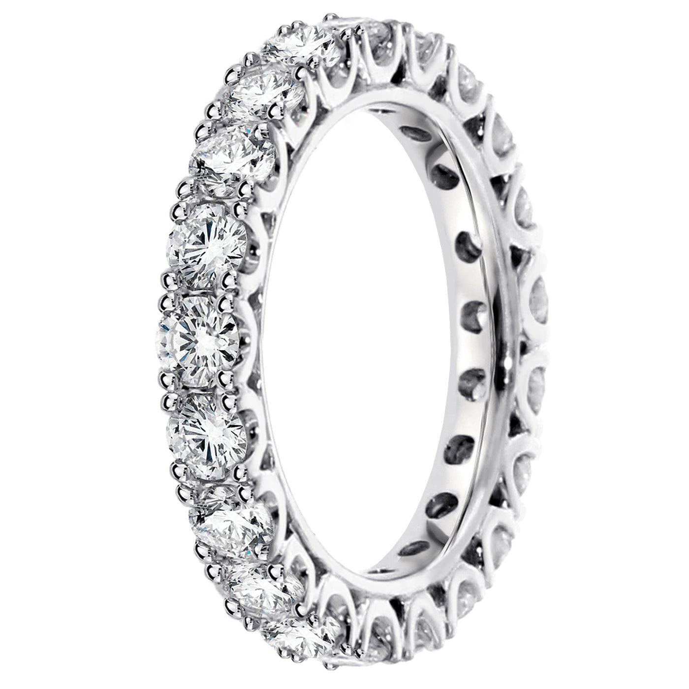 1.75 CT Diamond Eternity Wedding Band in Fishtail 14k White/Yellow Gold Setting