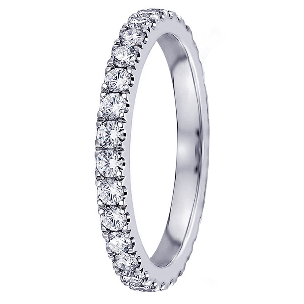 0.70 CT Pave Set Diamond Eternity Wedding Band in 14k White/Yellow/Rose Gold