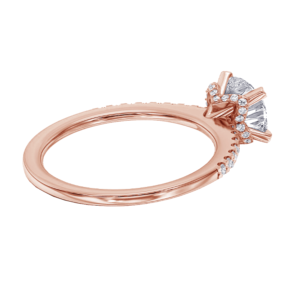 1.33 CT Hidden Halo Round Cut Diamond Engagement Ring in 14k Rose Gold