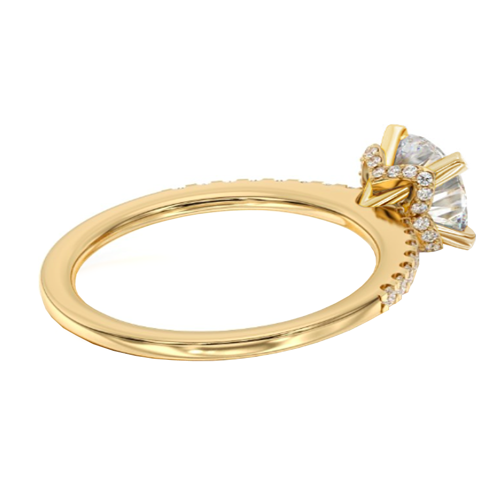 1.33 CT Hidden Halo Round Cut Diamond Engagement Ring in Yellow Gold