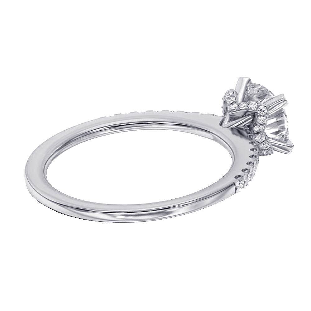 1.85 CT Hidden Halo Oval Diamond Engagement Ring in White Gold or Platinum