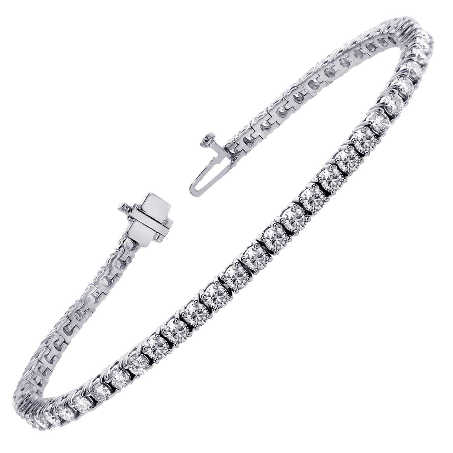 4.00 CT 4 Prong Round Diamond Tennis Bracelet in 14k White Gold G-H/SI