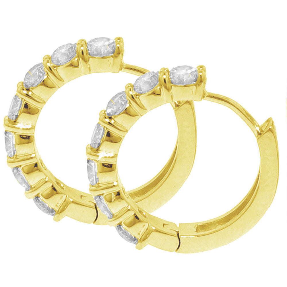 3.00 CT Large Diamond Hoop Earrings in 14k White/Yellow Gold