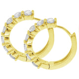 3.00 CT Large Diamond Hoop Earrings in 14k White/Yellow Gold