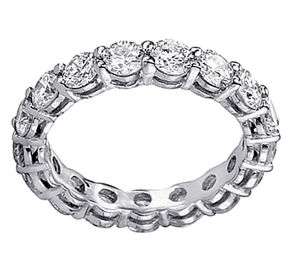 3.60 CT Shared Prong Round Diamond Eternity Wedding Band in 14k White Gold