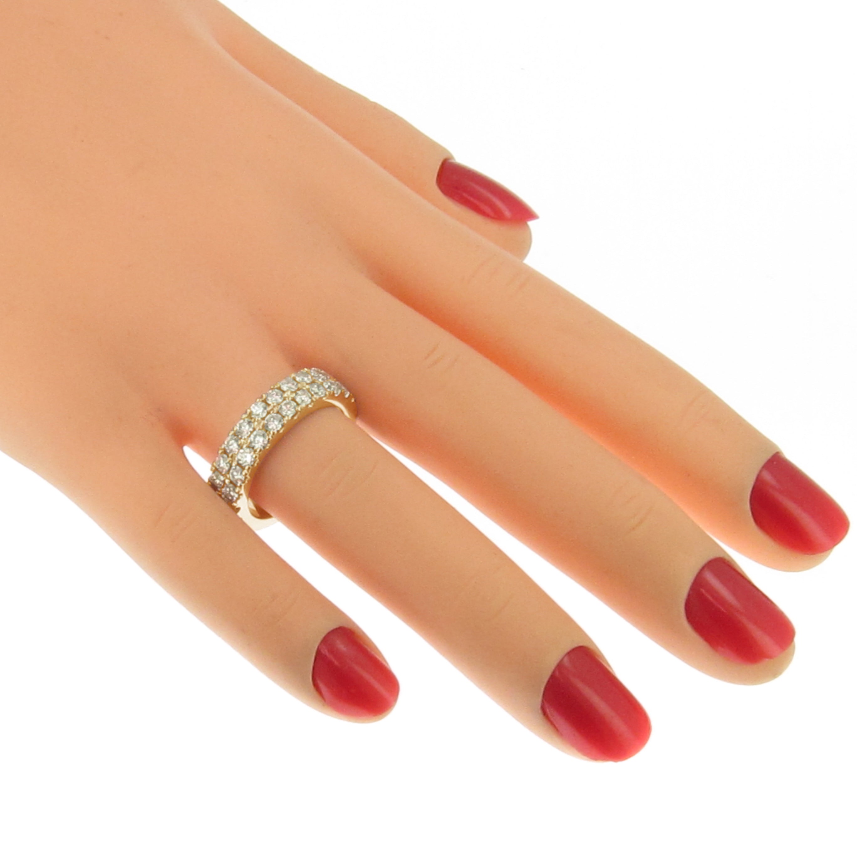 1.00 CT Two Row Diamond Wedding Band in 14k White/Yellow/Rose Gold