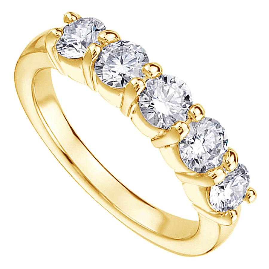 1.15 CT Classic Shared Prong Diamond Wedding Ring in 14k White/Yellow Gold