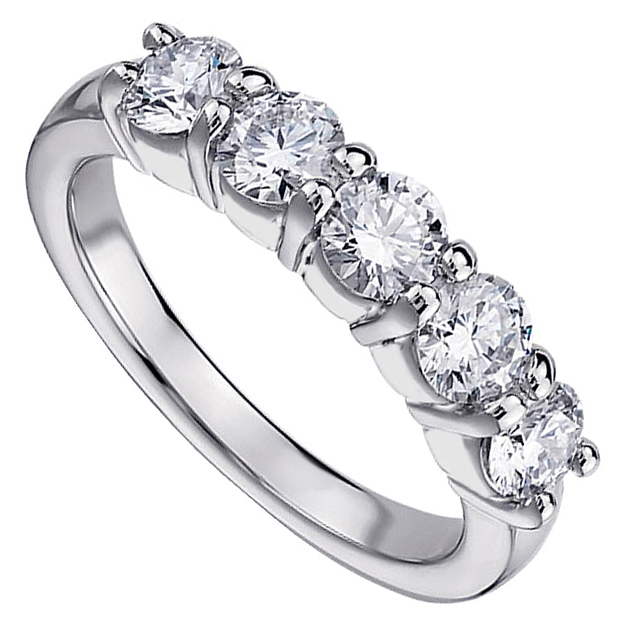 1.15 CT Classic Shared Prong Diamond Wedding Ring in 14k White/Yellow Gold