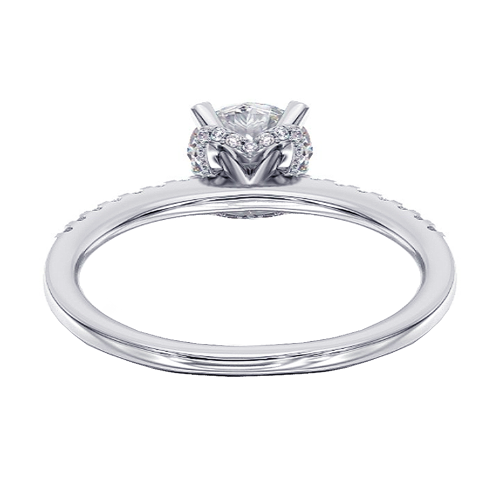 1.33 CT Hidden Halo Round Cut Diamond Engagement Ring in White Gold or Platinum
