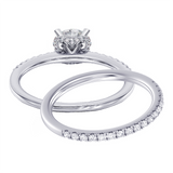 1.60 CT Hidden Halo Round Cut Diamond Engagement Bridal Set in White Gold or Platinum