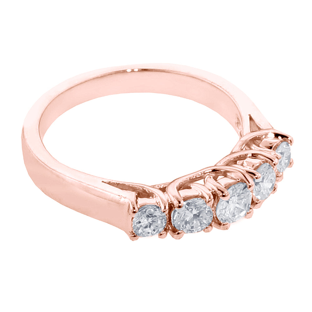 1.00 CT Braided Prong Set Round Diamond Wedding Band in 14k White/Yellow/Rose Gold