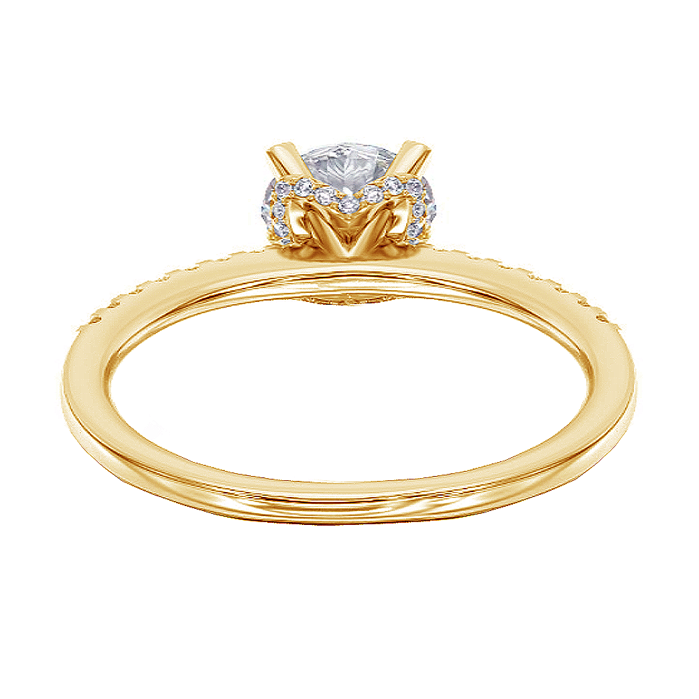 1.33 CT Hidden Halo Round Cut Diamond Engagement Ring in Yellow Gold