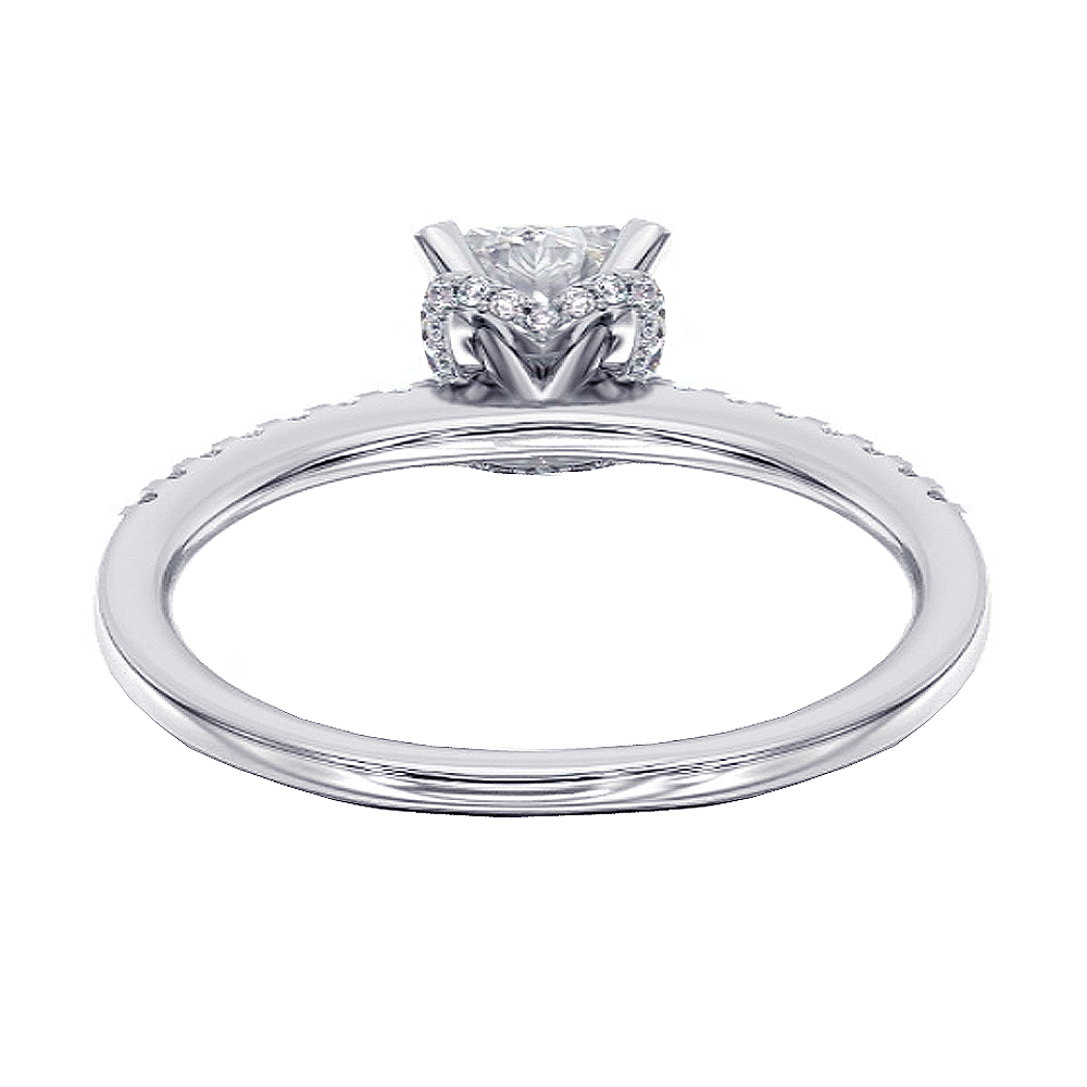 1.60 CT Hidden Halo Emerald Cut Diamond Engagement Ring in White Gold or Platinum