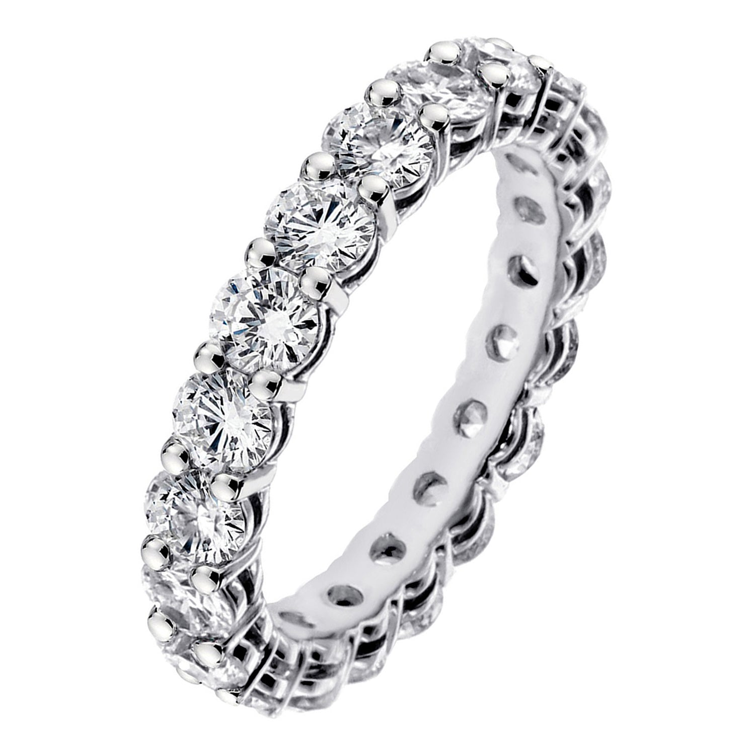 3.35 CT Shared Prong Round Diamond Eternity Wedding Band in 14k White Gold